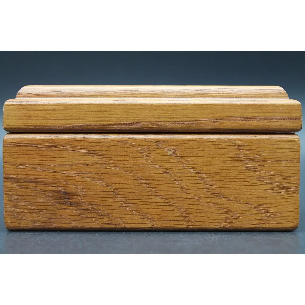 Vintage Wooden Trinket Box Quilt Heart Fabric Inset Lid Jewelry Keepsake Box 5